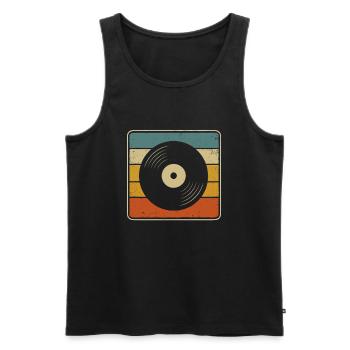 Retro Vinyl - Conception de disque vinyle vintage pour Mus - Débardeur bio Premium Homme - noir - Devant - Michal (187cm)
