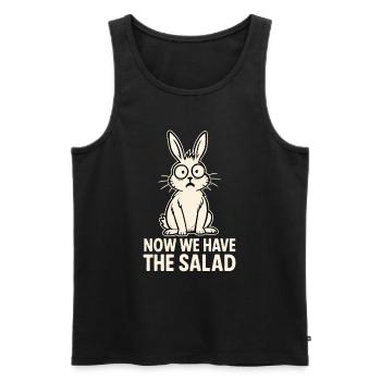 Funny bunny design with saying - Men's Premium Organic Tank Top - black - Front - AI Model Male 178 light (178cm)