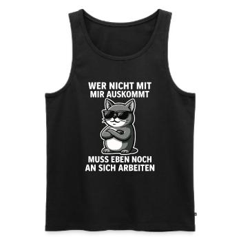 Coole Katze Spruch - Männer Premium Bio Tank Top - Schwarz - Vorne - Michal (187cm)