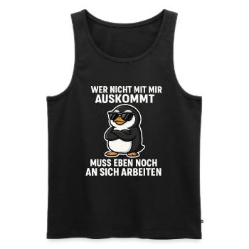 Cooler Pinguin-Spruch - Männer Premium Bio Tank Top - Schwarz - Vorne - Michal (187cm)