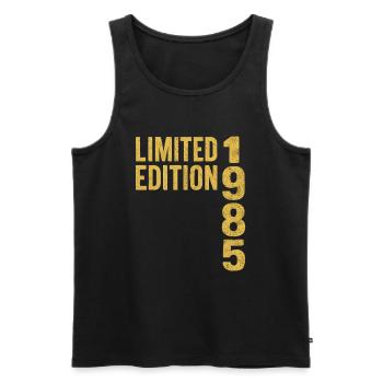 Edition Limitée Culte Année 1985 - Débardeur bio Premium Homme - noir - Devant - AI Model Male 178 light (178cm)