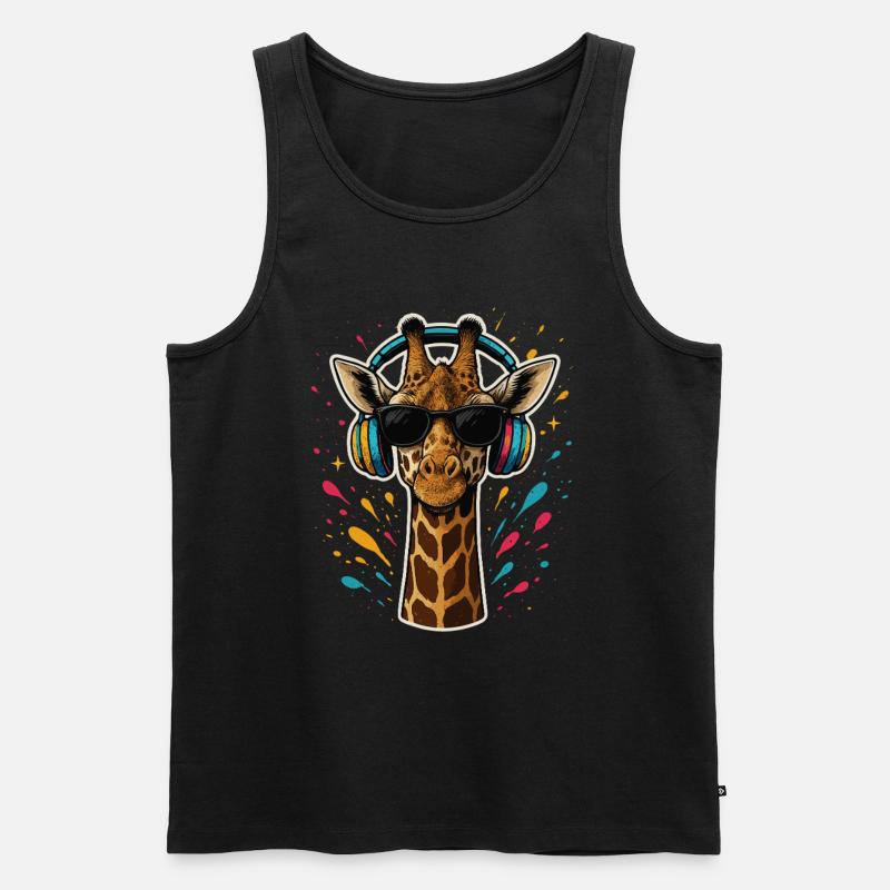 Coole Giraffe Musik - Männer Premium Bio Tank Top - Schwarz