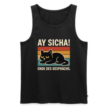 Ay Sicha Katze Retro - Männer Premium Bio Tank Top - Schwarz - Vorne - AI Model Male 178 light (178cm)