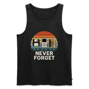 Never Forget – Retro Medien Design - Männer Premium Bio Tank Top - Schwarz - Vorne - AI Model Male 178 light (178cm)