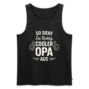 So sieht ein richtig cooler Opa aus – Opa Geschenk - Männer Premium Bio Tank Top - Schwarz - Vorne - Michal (187cm)