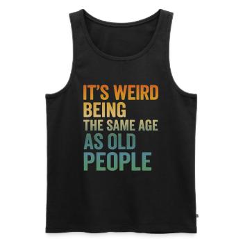Same Age as Old People – Funny Retro Saying - Men's Premium Organic Tank Top - black - Front - Michal (187cm)