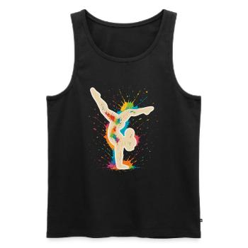 Gymnast Handstand – Colorful Splash Design - Men's Premium Organic Tank Top - black - Front - AI Model Male 178 light (178cm)