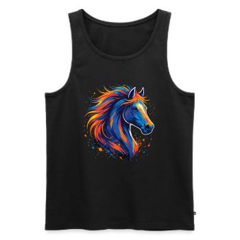 Buntes Pferd – Farbspritzer Kunstwerk - Männer Premium Bio Tank Top - Schwarz - Vorne - AI Model Male 178 light (178cm)