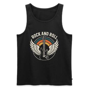 Rock and Roll Guitar Retro - Men's Premium Organic Tank Top - black - Front - AI Model Male 178 light (178cm)