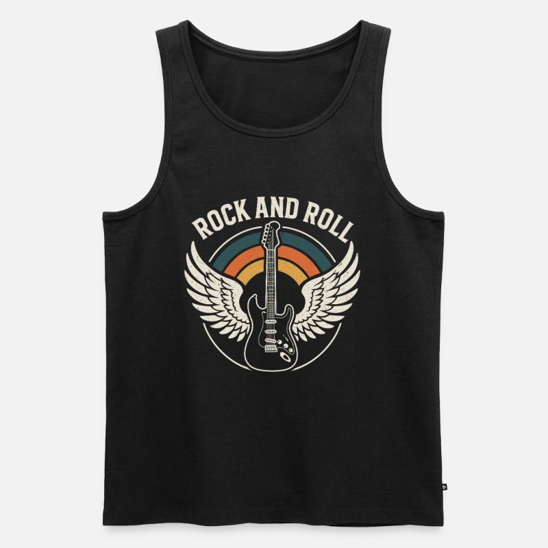 Rock and Roll Guitare Rétro - Débardeur bio Premium Homme - noir