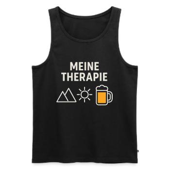 Therapie - Berge, Bier, Sonne - Männer Premium Bio Tank Top - Schwarz - Vorne - Michal (187cm)