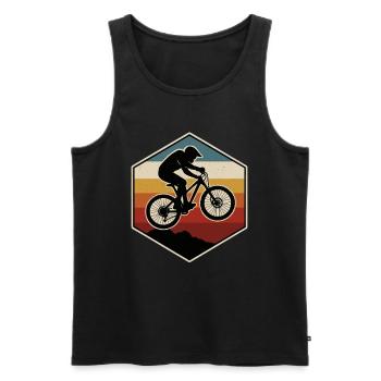 VTT Montagnes Rétro - Débardeur bio Premium Homme - noir - Devant - Michal (187cm)