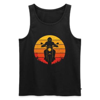 Moto Rétro Sunset – Biker Design - Débardeur bio Premium Homme - noir - Devant - AI Model Male 178 light (178cm)