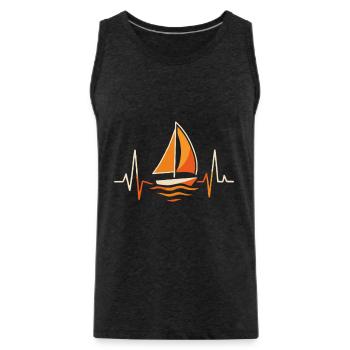 Segelboot Herzschlag – Mein Herz schlägt fürs Sege - Männer Premium Bio Tank Top - Anthrazit - Vorne - Alexander (188cm)
