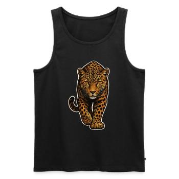 Design léopard – Sauvage et majestueux - Débardeur bio Premium Homme - noir - Devant - Michal (187cm)