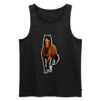 Cheval impressionnant – Motif de cheval réaliste - Débardeur bio Premium Homme - noir - Devant - Michal (187cm)
