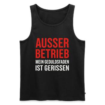 Ausser Betrieb - Geduldsfaden - Männer Premium Bio Tank Top - Schwarz - Vorne - AI Model Male 178 light (178cm)