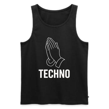 Techno Prayer – Pray for Bass - Men's Premium Organic Tank Top - black - Front - AI Model Male 178 light (178cm)