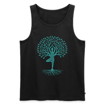 Yoga Tree of Life – Balance & Nature - Men's Premium Organic Tank Top - black - Front - Michal (187cm)