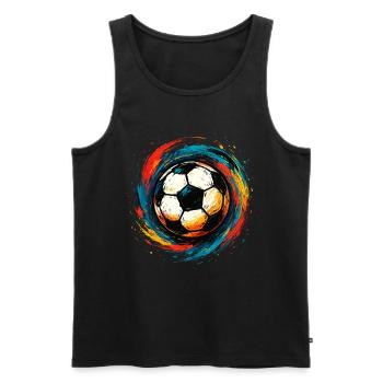 Colorful Football – Artful Splash Design - Men's Premium Organic Tank Top - black - Front - Michal (187cm)