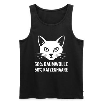 50 % de poils de chat – Humour du propriétaire de chat - Débardeur bio Premium Homme - noir - Devant - Michal (187cm)
