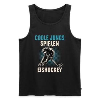 Des garçons cool qui jouent au hockey sur glace - Débardeur bio Premium Homme - noir - Devant - AI Model Male 178 light (178cm)