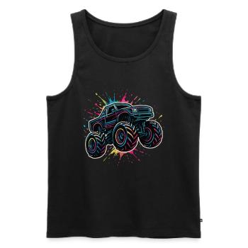 Monster Truck Couleurs néon - Débardeur bio Premium Homme - noir - Devant - AI Model Male 178 light (178cm)