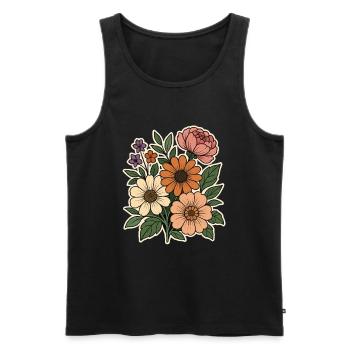 Vintage Floral Bouquet Watercolor - Men's Premium Organic Tank Top - black - Front - Michal (187cm)