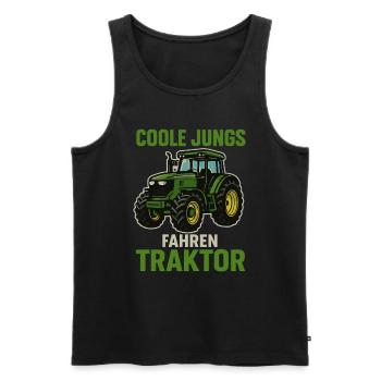Cool Guys Driving Tractor – Farm Saying - Men's Premium Organic Tank Top - black - Front - AI Model Male 178 light (178cm)