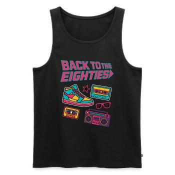 Back to the Eighties – Retro 80er Jahre Design - Männer Premium Bio Tank Top - Schwarz - Vorne - AI Model Male 178 light (178cm)