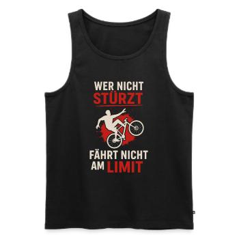 If you don't crash, you don't ride at the limit – Bike Desi - Men's Premium Organic Tank Top - black - Front - Michal (187cm)