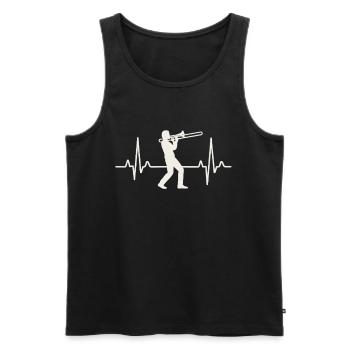 Trombone Herzschlag – Musiker & Posaune Design - Männer Premium Bio Tank Top - Schwarz - Vorne - Michal (187cm)