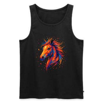Cheval coloré – Art des éclaboussures de peinture - Débardeur bio Premium Homme - noir - Devant - Michal (187cm)