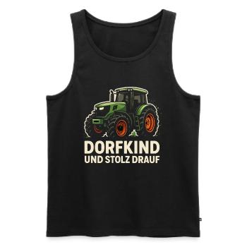 Dorfkind & Stolz Drauf – Traktor Design - Débardeur bio Premium Homme - noir - Devant - AI Model Male 178 light (178cm)