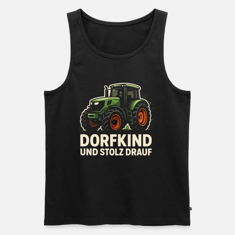 Dorfkind & Stolz Drauf – Traktor Design - Männer Premium Bio Tank Top - Schwarz