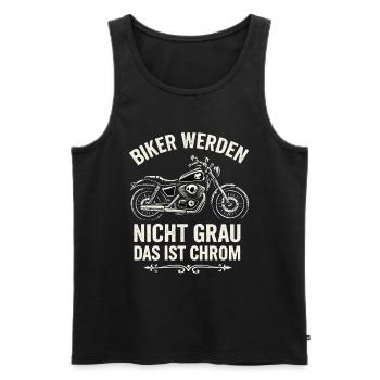 Les motards ne deviennent pas gris - c’est le chrome ! - Débardeur bio Premium Homme - noir - Devant - AI Model Male 178 light (178cm)