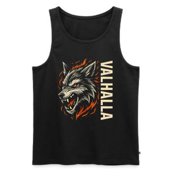 Loup Valhalla – guerrier nordique - Débardeur bio Premium Homme - noir - Devant - AI Model Male 178 light (178cm)