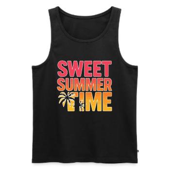 Sweet Summer Time – Sommer Palmen Design - Männer Premium Bio Tank Top - Schwarz - Vorne - AI Model Male 178 light (178cm)
