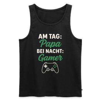 Dad by day, gamer by night | Funny Dad Gamer - Men's Premium Organic Tank Top - black - Front - Michal (187cm)