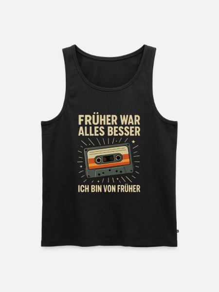 Früher war alles besser – Kassette Retro - Männer Premium Bio Tank Top - Schwarz