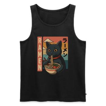 Ramen Cat Retro Japan Style - Men's Premium Organic Tank Top - black - Front - AI Model Male 178 light (178cm)