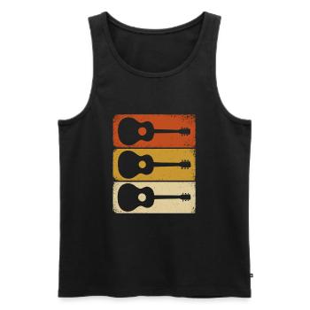 Vintage Gitarren Design – Retro Look - Männer Premium Bio Tank Top - Schwarz - Vorne - Michal (187cm)