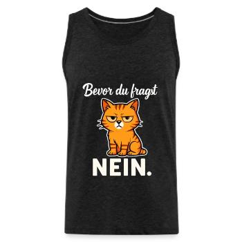 Before you ask – No! Sarcastic Cat - Men's Premium Organic Tank Top - charcoal grey - Front - Alexander (188cm)