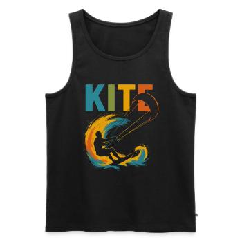 Motif Kitesurfeur | Style de cerf-volant coloré pour les sports nautiques - Débardeur bio Premium Homme - noir - Devant - Michal (187cm)