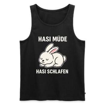 Hasi müde – Hasi schlafen - Männer Premium Bio Tank Top - Schwarz - Vorne - AI Model Male 178 light (178cm)