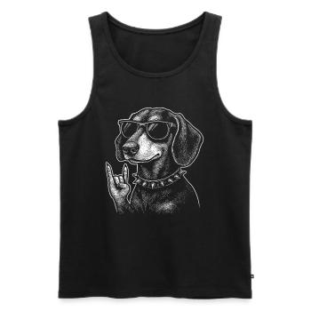 Rock’n’Roll Dachshund – Chien avec style - Débardeur bio Premium Homme - noir - Devant - Michal (187cm)