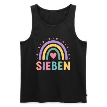 7e anniversaire arc-en-ciel coeur design - Débardeur bio Premium Homme - noir - Devant - Michal (187cm)
