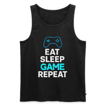 Eat Sleep Game Repeat – Gamer Design - Männer Premium Bio Tank Top - Schwarz - Vorne - Michal (187cm)