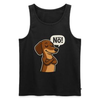 Le teckel dit non – le chien effronté dit - Débardeur bio Premium Homme - noir - Devant - Michal (187cm)