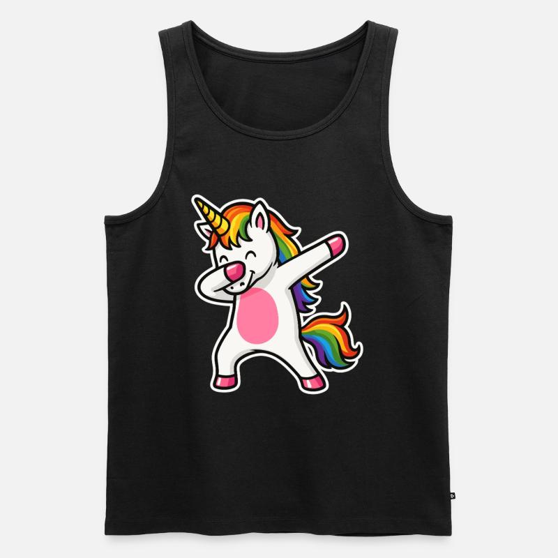 Dabbing Einhorn – Regenbogenpower & Spaß - Männer Premium Bio Tank Top - Schwarz